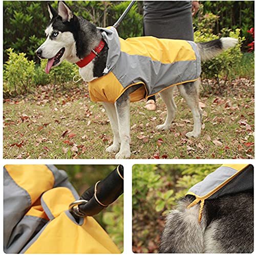 Coincidencia Mediano Grande Perros Chubasqueros Poncho de Lluvia con Banda Reflectante,Abrigo Impermeable Cobertura Total Chaqueta Poncho de Lluvia de Seguridad para Caminar al Aire Libre Amarillo 6