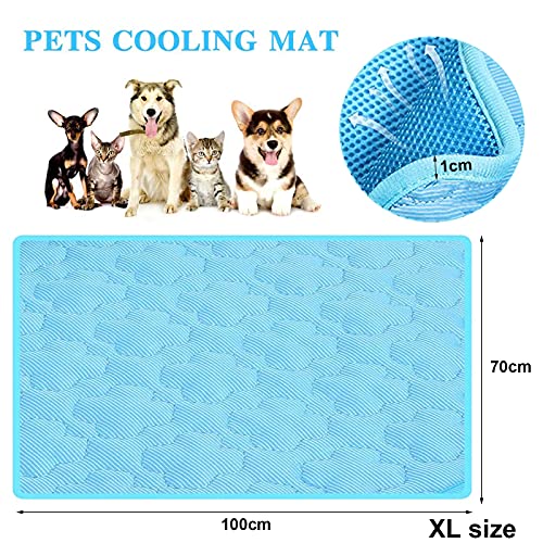 Colchon Mascotas para Verano,100*70cm Alfombrilla Refrigerante Perros/Gatos,Enfriamiento para Camas de Mascotas,Plegable,Resistente a la Rotura,Ideal para Mantener a Las Mascotas Frescas (XL)