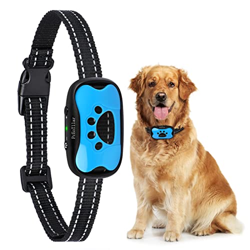 Collar Antiladridos de Perro Recargable para Pequeño Medianos Grandes Sonido Humano Ajustable y Modo de Vibración para Entrenar Perros Ajuste de Sensibilidad de 7 Niveles - Azul