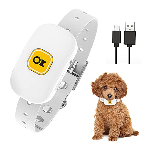 Collar Antiladridos Impermeable y Recargable, JJW Collar de Control Automático de Ladrido con Vibración y Sonido, Seguro y Humano Collar Antiladridos Perros Pequeños, Mediano y Grande-TPU Blanco