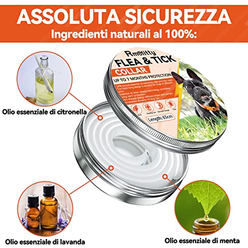 Collar Antiparasitario Perros, Collare Antizecche per Cani Realizzati con Tutti Gli Ingredienti Naturali, 7 MESI Efficaci, Collar Antiparasitario Perros di Piccola, Media e Grande Taglia (1pack)