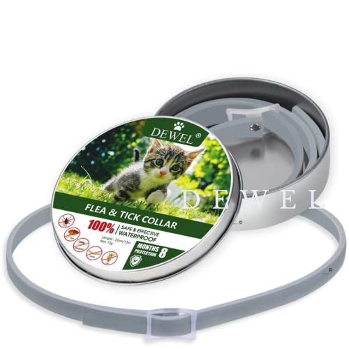 Collar Antiparasitos para Gatos contra Pulgas,Garrapatas y Mosquitos,Tamaño Ajustable e Impermeable para Mascota Pequeño Mediano Grandes Versión Mejorada de Aceites Esenciales Naturales. (C)