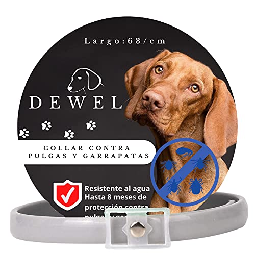 Collar Antiparasitos para Perros contra Pulgas,Garrapatas y Mosquitos,Tamaño Ajustable e Impermeable. Aceites Esenciales Naturales