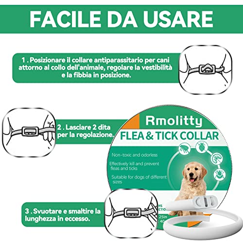 Collar Antipulgas Perros, Seguro y Eficaz Collar Antiparasitario Perros Hecho de Aceites Esenciales 100%, Collares Antipulgas para Perros de 12 Meses de Eficacia para Perros de Todos Los Tamaños