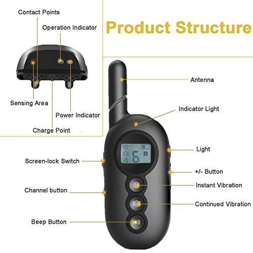 Collar de Adiestramiento para Perros con Control Remoto de 300m Collar Antiladridos para Perros Recargable con Vibración y Sonido