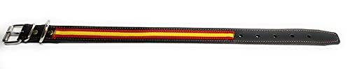 Collar De Cuero para Perros | Collar Perro | Collar Piel | Collar Bandera España (Grande - Contorno Cuello 35 A 45 CM.)