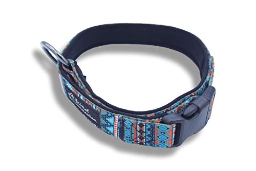 Collar de perro ajustable acolchado con suave neopreno patrón de colores | para perros pequeños y medianos | Collares para perros, gatos, cachorros | (S - Aztec )