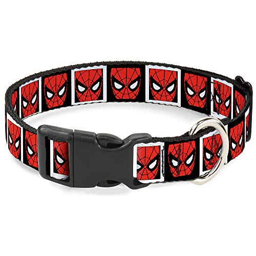 Collar de Perro Clip de plástico Spider Man Face Bloques de 15 a 26 Pulgadas de Ancho de 1,0 Pulgadas