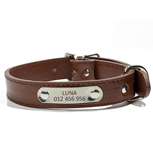 Collar De Perro Collar De Cuero Pu Para Perro Mascota, Personalizado, Grabado Gratis, Identificación De Mascota Personalizada Para Perros Pequeños, Medianos Y Grandes, Collar Ajustable Para Gatos Y C