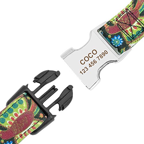 Collar de Perro con diseño Tribal Personalizado con Placa de Nombre grabada – Collar de Perro Personalizado con Hebilla Ligera – Collar Ajustable para Mascotas para Perros pequeños medianos Grandes