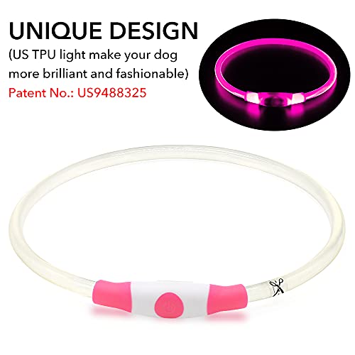 Collar de Perro LED con luz para Perros de Seguridad Personalizado con USB Recargable Super Brillante Collar de Perro Intermitente 4 Colores para Perros pequeños, medianos y Grandes