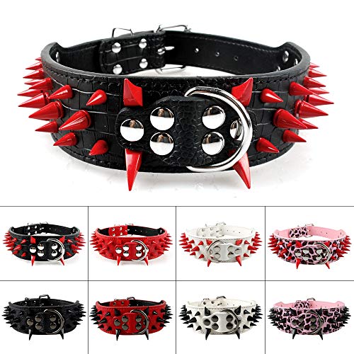 Collar De Perro para Perros Grandes Cool Spikes Studded Perros Collar Cuero Collar Collar Mascota Collar para Pastor Alemán Mastín Rottweiler Bulldog como Picture-XL