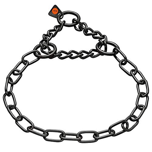 Collar de Perro Protector de Piel de Acero Inoxidable Negro - Herm Sprenger -Eslabón Mediano - Collar de Entrenamiento Profesional - Cadena de ensamblaje - Cadena Deslizante de corrección