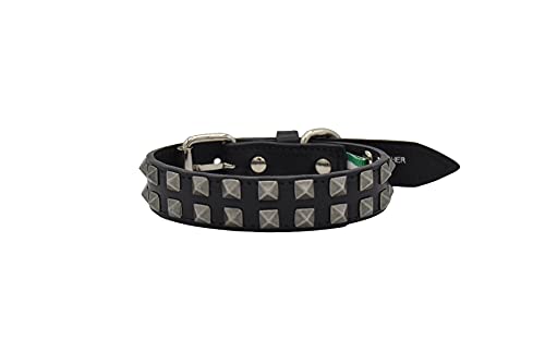 Collar de piel para perros con tachuelas pirámide (Small: 24-30 cm)