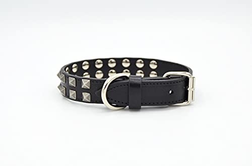 Collar de piel para perros con tachuelas pirámide (Small: 24-30 cm)