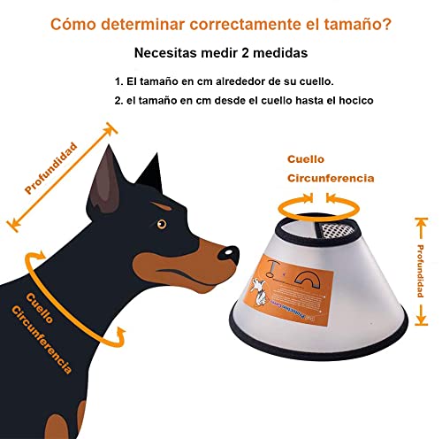 Collar de recuperación Ajustable para Mascotas, Collar de Cono Suave para Animales, antimordeduras, Lesiones, curación, Seguridad,Collar isabelino Ideal para después de la cirugía, S (23cm-25cm)