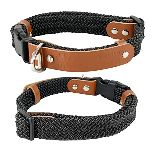 Collar Educativo para Perros , Hecho en España, Nylon Trenzado, Abrazadera de Cuero, Tacto Suave, Antitirones y Resistente, Entrenamiento para Perros Pequeños, Medianos y Grandes. XL