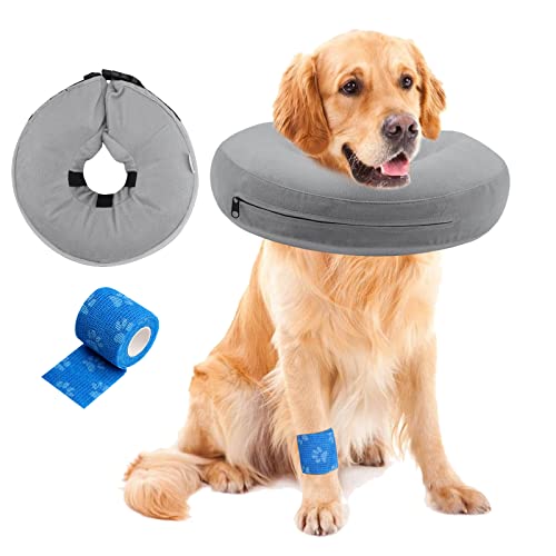 Collar inflable para mascotas Collar inflable de recuperación para perros y gatos, collar suave para cirugía para mascotas, collar protector para mascotas, cono para evitar que los perros muerdan