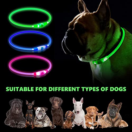 Collar Luminoso Perro, SerDa-Run Collar Perro, Collar Led Perro Recargable Tamaño Ajustable para Perros Pequeños Medianos Y Grandes Collar Perro Luminoso con Tres Modos Mantener A Su Perro Seguro