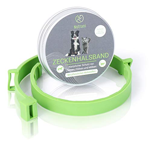 Collar para garrapatas Nutrani para gatos, perros pequeños y cachorros - Tamaño ajustable y resistente al agua - Protección fiable contra garrapatas e insectos, hasta 8 meses de protección