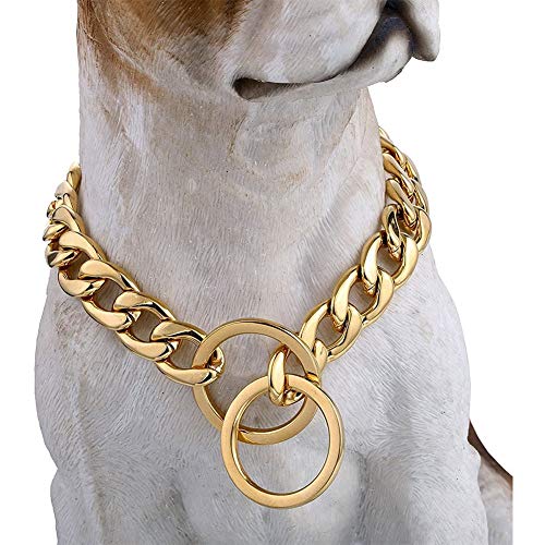 Collar para Mascotas De Alta Resistencia, Cadena Ancha para Perros De 15 Mm, Fuerte Eslabones De Acero Inoxidable 316L, Collar De Entrenamiento con Cadena Deslizante para Perros Grandes