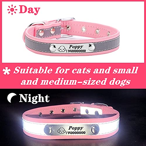 Collar para Mascotas Personalizado con Nombre, Collar Personalizado para Mascotas para Perros y Gatos con Nombre y número de teléfono, Collar antipérdida, Collar Reflectante por la Noche