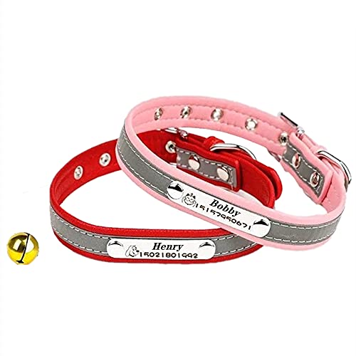 Collar para Mascotas Personalizado con Nombre, Collar Personalizado para Mascotas para Perros y Gatos con Nombre y número de teléfono, Collar antipérdida, Collar Reflectante por la Noche