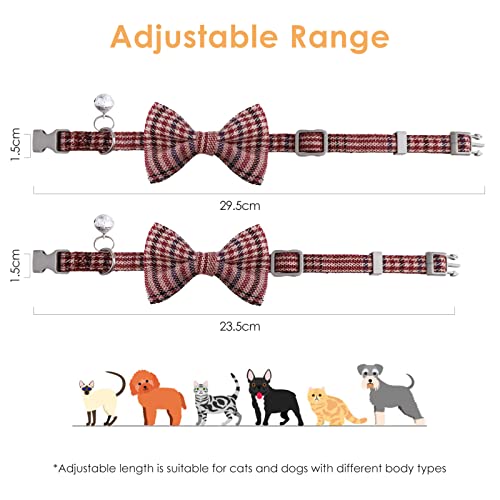 Collar para Perro, 20-30×1.5cm Pajarita inajustable Corbata para Mascotas, Collar para Perros y Gatos, Corbatas Accesorios para Fiestas Talla única (Cafe)