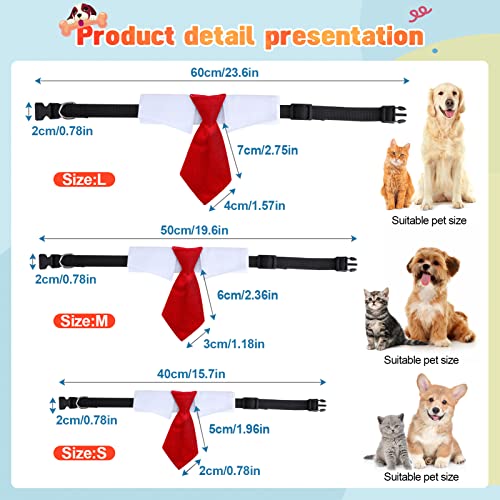 Collar para Perro, Pajarita Ajustable, Corbata para Mascotas, S / M / L, Collar Formal para Perro, Corbata para Traje de Boda para Perros pequeños y Gatos, Corbatas Accesorios para Fiestas (Rojo, M)