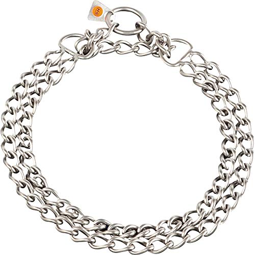 Collar para perro Sprenger de acero inoxidable, 2 filas de collar de perro mate de 3,0 mm con cadena de arrastre, ideal para razas de pelo corto, 55 cm