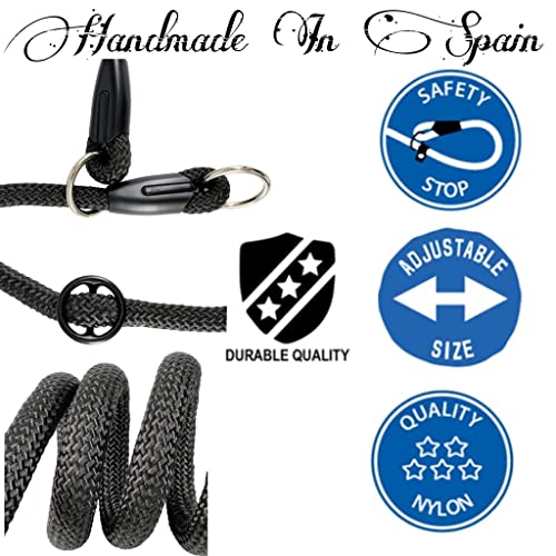 Collar para Perros Semiestragulador, Hecho en España, Ajustable Deslizante en Nylon Redondo, Antitirones y Resistente, Adiestramiento para Perros Pequeños, Medianos y Grandes. L 65CM