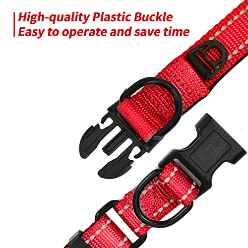 Collar Perro Ajustable,con Correa Perro,Collar Nylon Reflectante,1.2m Correas para Perros, para Caminar Correr Entrenamiento,para Perros Pequeños,Rojo,2.0cm De Ancho