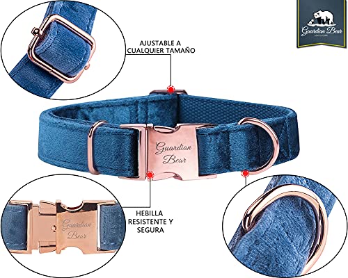 Collar Perro Mediano con Correa y Colgante de luz. Set Completo de Terciopelo Suave para Perros, Gatos y Cachorros.