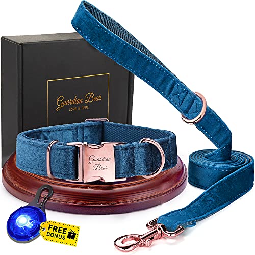 Collar Perro Pequeño con Correa y Colgante de luz. Set Completo de Terciopelo Suave para Perros, Gatos y Cachorros.