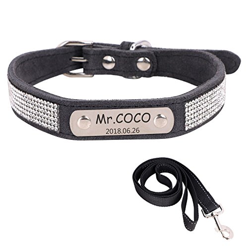 Collar personalizado de animales a medida – Collar para perro o gato bordado ID para animal doméstico Nombre número de teléfono ajustable para pequeños gatos medianos (enviar una cuerda de tracción)