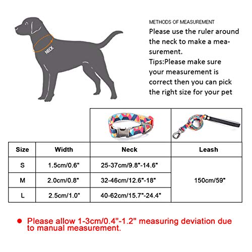 Collar y Correa para Perro Geometría Clásica Estilo Collar de Perro Ondulado y Cuerda Combo Juego, Ajustable Collar, para al Aire Libre Entrenamiento para Correr Perros Pequeños, Medianos y Grandes