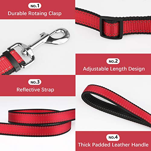 Collares y Correa para Perros Reflectante PcEoTllar Neopreno Acolchado Collar de Perro con Correa Etiqueta Duradero Ajustable Forrado Pequeños Medianos Grandes - Rojo - M