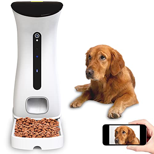 Comedero automático para Perros Cámara Inteligente WiFi con Audio bidireccional de 7.5L, 720P HD Cámara Comederos automáticos para Perros,para Perros y Gatos (7.5L)