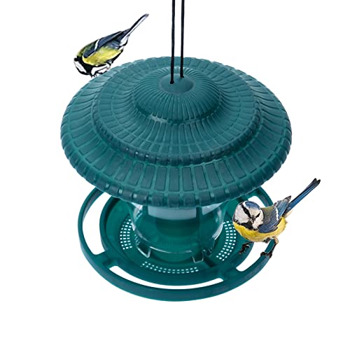 Comedero Pajaros Exterior Silvestres, Comederos para Pajaros Jardin, Comederos Canarios Voladeras, Comedero Pajaros Colgante Exterior con Tapa Pequeños Plastico Terraza Balcon Arbol (Verde)