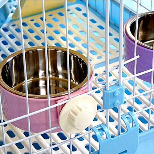 Comedero Perro, Cuenco Extraíble para Perros, 2 en 1 de Acero Inoxidable para Colgar Mascotas, Plato de Agua con Soporte para Perno, para Perros Gatos Pequeños Animales, Color Rosa