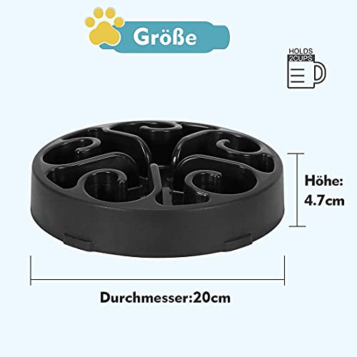 Comedero Perro Gato - Comedero de Perros para Ralentizar la Comida, Bowl Tazón de Fuente del Animal Doméstico Gato Alimentador del perro Lento Abajo Comiendo, Divertida Búsqueda de Alimento (Negro)