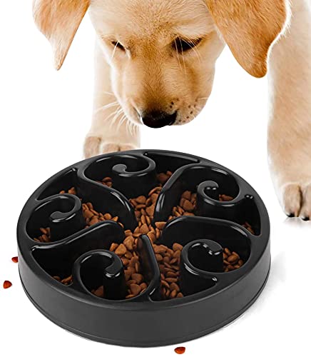 Comedero Perro Gato - Comedero de Perros para Ralentizar la Comida, Bowl Tazón de Fuente del Animal Doméstico Gato Alimentador del perro Lento Abajo Comiendo, Divertida Búsqueda de Alimento (Negro)