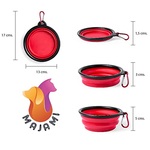 Comedero Plegable para Perros, Bowl para Alimentar Mascotas, Cuenco Plegable para Perros y Gatos, tazón Fuente alimentación para Perros, Bebedero portátil (Rojo)