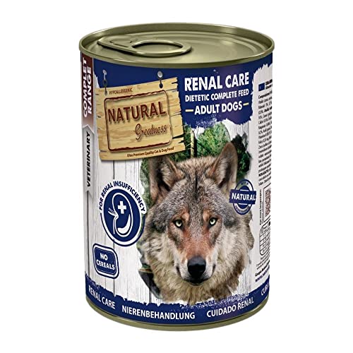 Comida Húmeda Perros Prescripción Veterinaria Cuidado Renal Natural Greatness | 100% Natural SIN Cereales Pack 6 latas 400 grs | ANIMALUJOS