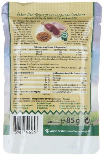 Comida para Gatos Dehner Best Nature Adulto, Wild y Pato con Pasta, en Bolsa, 16 x 85 g (1,36 kg)