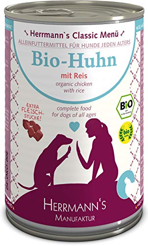 Comida para Perros ecológica Herrmanns Menu 1 con arroz, Zanahoria, Aceite de linaza 400 g, 12 Unidades (12 x 400 g)