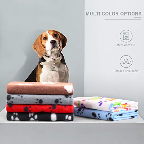 Comsmart Manta para mascotas cálida para perros y gatos con forro polar para dormir con estampado de patas, manta suave para cachorros y otros animales pequeños