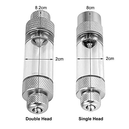 Contador de burbujas, accesorios de la bomba de aire del acuario Herramienta del tanque de peces para ver la cantidad de gas CO2(Doble cabeza)