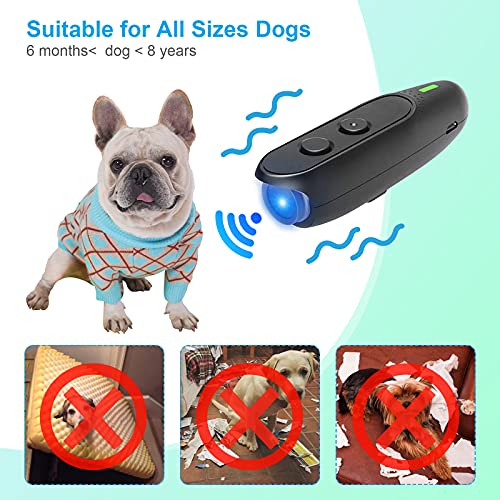 Controlador de ladridos para perros, Disuasor de ladridos ultrasónico de frecuencia variable Recargable 2 en 1 Dispositivo de para perros Herramienta de adiestramiento para perros ladradores de 500cm