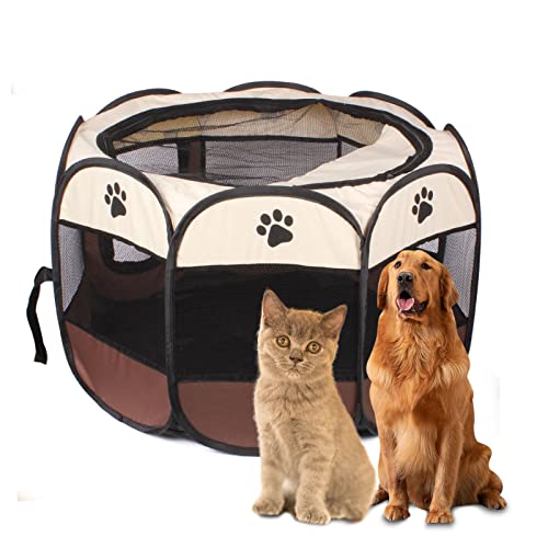 Corral Plegable Portátil para Mascotas, 8 Paneles Tienda para Mascotas, Cerca de Tela Oxford Plegable para Perros, Gatos, Conejos y Animales Pequeños, Tienda para Mascotas Emergente Suave